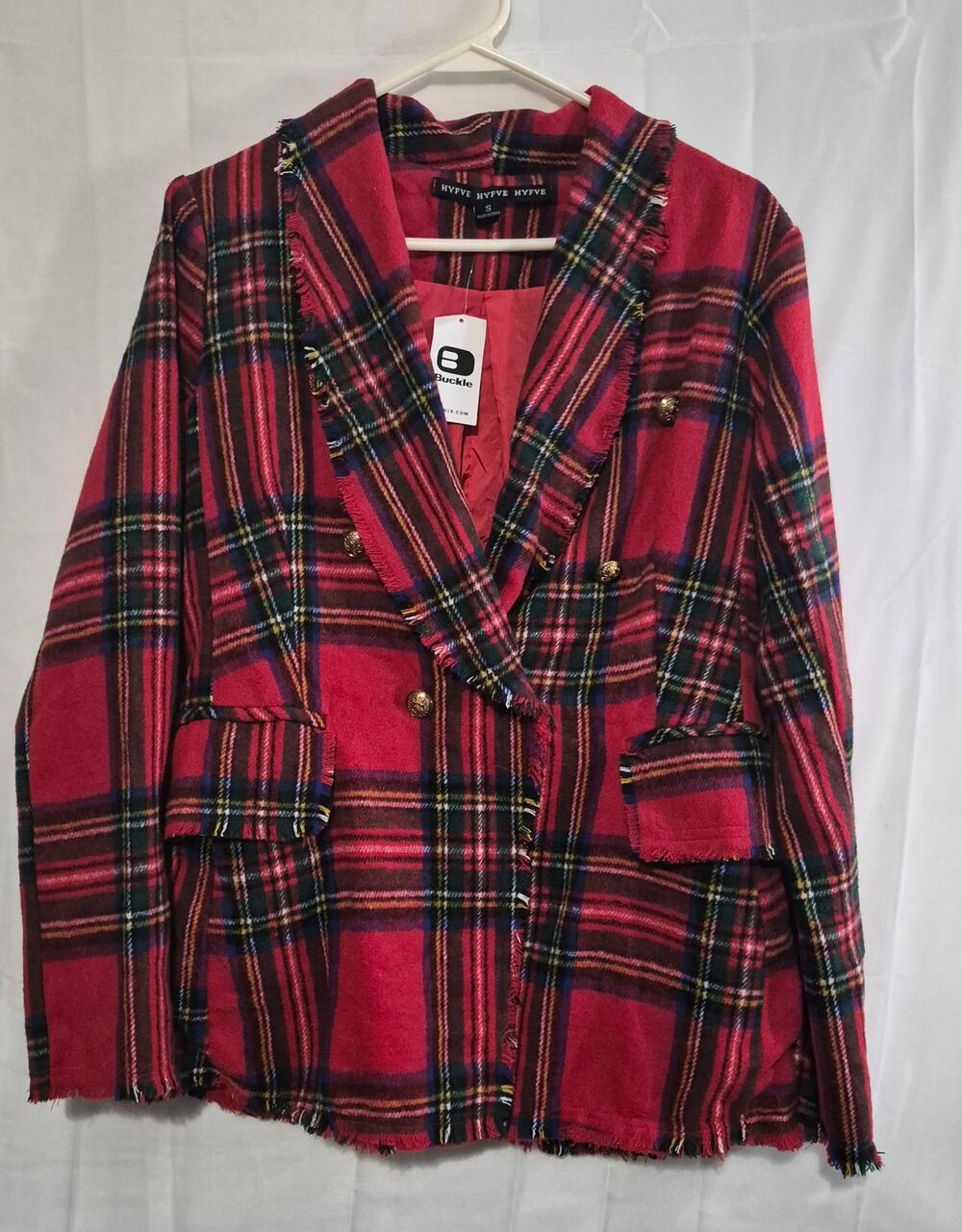 Women's New Small Christmas Colored Buckle Blazer Jacket